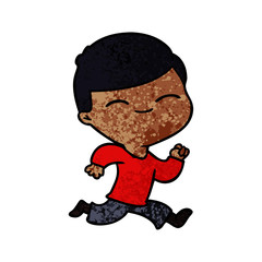 cartoon smiling boy running