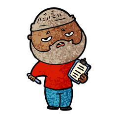 cartoon worried man with beard