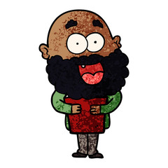 cartoon crazy happy man with beard and book