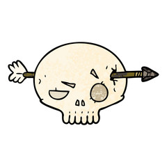 cartoon skull shot through by arrow