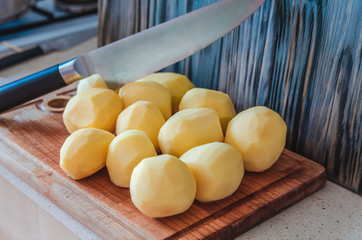 raw peeled potatoes