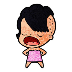 cartoon cool hipster girl talking