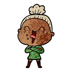 cartoon happy old woman