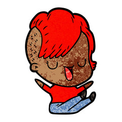 cute cartoon girl with hipster haircut