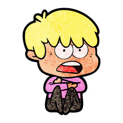 worried cartoon boy