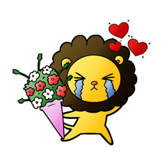 cartoon crying lion in love