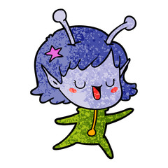 happy alien girl cartoon