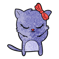 cute cartoon cat with bow
