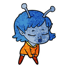 cute alien girl cartoon