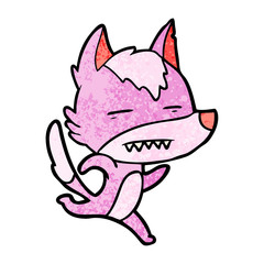 cartoon wolf running showing teeth