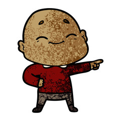happy cartoon bald man