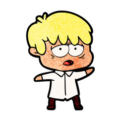 cartoon exhausted boy