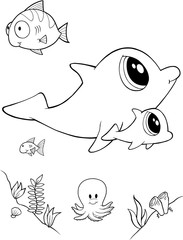  Cute Dolphins Ocean Friends Vector Illustration Art