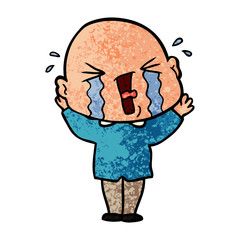 Obraz premium cartoon crying bald man