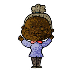 cartoon annoyed old lady