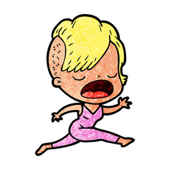 cartoon cool hipster girl talking