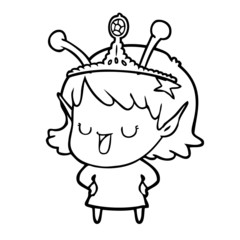 happy alien princess cartoon