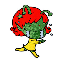 cartoon crying alien girl