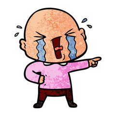 cartoon crying bald man
