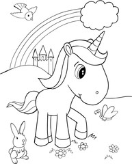 Cute Unicorn Vector Illustration Art