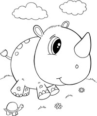 Cute Rhino Vector Illustration Art