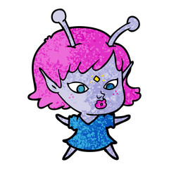 pretty cartoon alien girl
