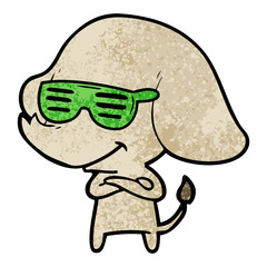 cartoon cool smiling elephant with crossed arms