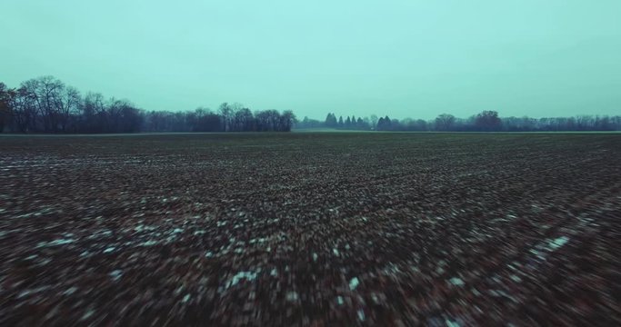 Drone in nature campain winter cloudy