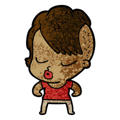 cartoon pretty hipster girl