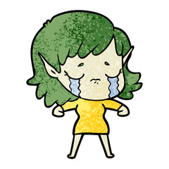 cartoon crying elf girl