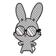 cute cartoon rabbit wearing glasses