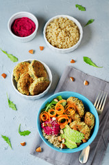 Quinoa Beet Hummus Falafel Bowl