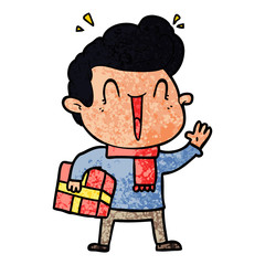 Obraz premium cartoon excited man