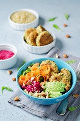 Quinoa Beet Hummus Falafel Bowl