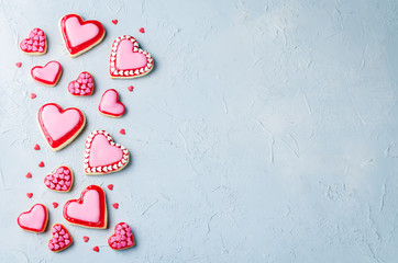 Heart shape sugar cookies for Valentine's Day