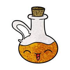 cartoon happy bottle of olive oil