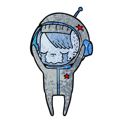 cartoon crying astronaut girl