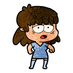 cartoon tired woman