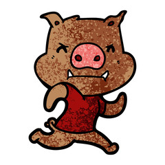 angry cartoon pig running