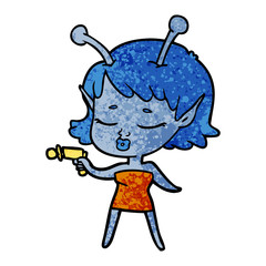 cute alien girl cartoon