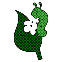 cartoon caterpillar munching leaf