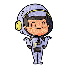 happy cartoon astronaut man