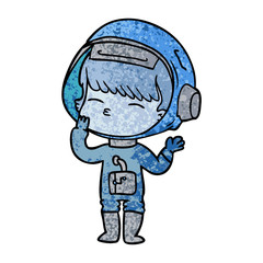 Obraz premium cartoon curious astronaut wondering