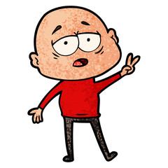 cartoon tired bald man