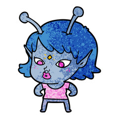pretty cartoon alien girl