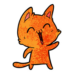 happy cartoon cat meowing