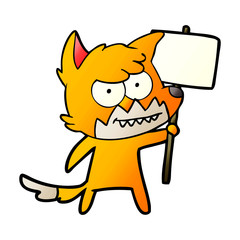fox cartoon character with protest sign