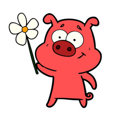 happy cartoon pig