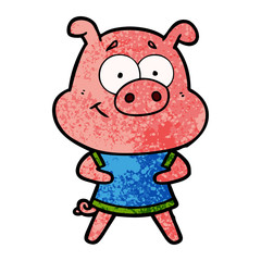 happy cartoon pig