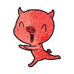 happy cartoon pig running